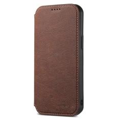 HAO RIYLN Capa carteira para iPhone 15 pro Max/15 Pro/15 plus/15, capa de carregamento sem fio de adsorção magnética de couro PU com suporte para cartão, marrom2, 15 Pro Max
