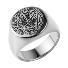 HZMAN Seals of The Seven Arcanjos Anéis Gargantilha Declaração Prata Ouro Aço Inoxidável Bnads, Aço inoxidável, Sem pedra preciosa