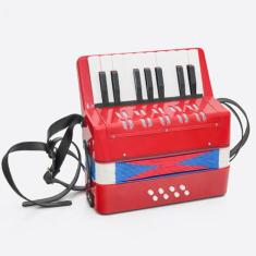 Acordeão, 17 chaves 8 acordeões de baixo com alças para acordeão educacional iniciantes, presente de instrumento musical, instrumento sanfonado para adultos tamanho trabalhado: 25 x 24 x 13 cm, peso:
