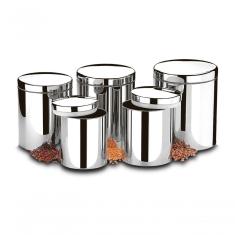 Conjunto De Potes Porta Mantimentos Com Tampa Brinox Suprema 5 Peças Inox