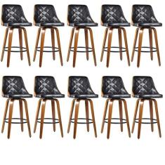 Kit com 10 Banquetas para Cozinha Milão Preto