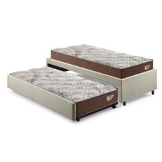 Bicama Box Solteiro 103x208 Linho Bege com 2 Colchões Relax Adorabile 