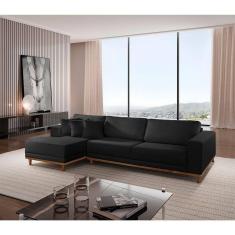 Sofá Cronos 03 Metros Chaise Lado Esquerdo Meu Sofá Online B260 Veludo Preto
