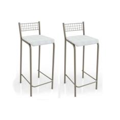 Banqueta de Cozinha Gênova 2B705NK Kit 2 Un Niquel/Courano Branco - Ka