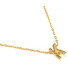 Colar Cordão Minha Inicial Letra K Folheado Ouro 18k