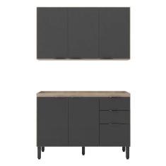 Cozinha Modulada Firenze FI0009 Avena Grafito - Demóbile