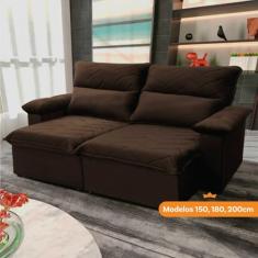 Sofá Retrátil Reclinável Paris 1.80m Suede Velut Marrom Molas no Assento - King House