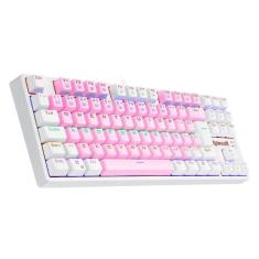 Teclado Gamer Redragon Daksa Branco E Rosa Switch Azul Tkl