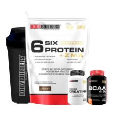 1x Whey Protein Six ZMA 2kg+Creatina 100g + BCAA 100g + Coqueteleira-Bodybuilders-Unissex