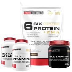 Kit Whey Protein com ZMA 2kg+ Cromo 100caps+ Daily Vitamin 90caps+ Glutamina 300g- Bodybuilders-Unissex