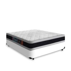 Cama Box Casal + Colchão De Espuma D45 Castor Black White Double Face 138x188x62cm