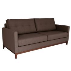Sofá 3 Lugares Carlo Veludo Marrom e Imbua 180 cm