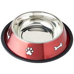 Comedouro Inox Print Grande Vermelho Jambo para Cães