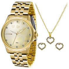 Kit Relógio Feminino Lince Lrgj064l Kt31c1kx - Dourado