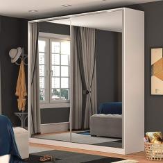 Guarda Roupa Solteiro 2 Portas com Espelho 3 Gavetas Rc2006 Nova Mobile Branco