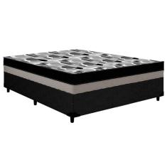 Cama Box Casal: Colchão Ortobom D33 ep Iso 100 Double Face + Base Crc Courano Black(138x188x20)