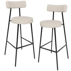 Kit 02 Banquetas Altas Bar Cozinha Sala De Jantar Estrutura Em Aço Mil