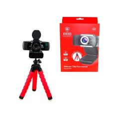 Webcam Hd Kross Elegance, 720P, Widescreen, Foco Fixo, Correção de Luz, Microfone, Tripé, Ke-Wbm720p