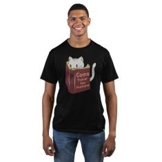 Camiseta Masculina Gato Como Treinar Seu Humano  - Hipsters, GG, Preto