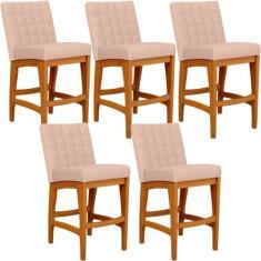 Kit 05 Banquetas Baixa Para Cozinha Bancada Bar Sala Jantar Fixa Mila 