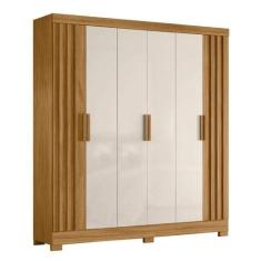 Guarda Roupas Casal Ripado 6 Portas 2 Gavetas Freijó/Off White Valença