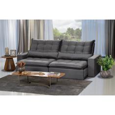 Sofá Modular 5 Lugares 2.50M Retrátil E Reclinável Cinza