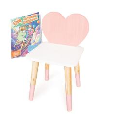 Cadeira Infantil de Madeira Coração - Eita Casa Perfeita, Rosa Bebe