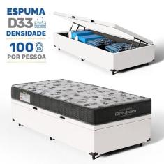 Cama Box Baú com Colchão Ortobom de Espuma D33 ISO 100 Solteiro 78 cm,