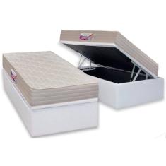 Cama Box Baú Solteiro: Colchão Espuma D45 Herval Top + Base CRC Courano White(88x188)