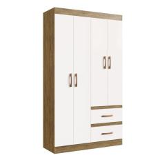 Guarda-roupa Dallas 55400 4 Portas 2 Gavetas Off White/ Nogueira