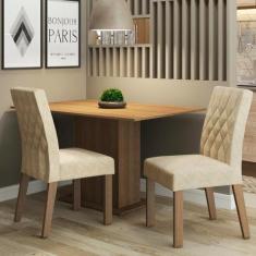 Conjunto Sala de Jantar Madesa Lia Mesa Tampo de Madeira com 2 Cadeira