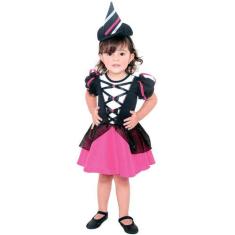 Fantasia de Bruxa Bebê Menina Halloween + Chapéu 1 á 3 anos - Sulameri