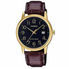 Relógio Masculino Casio Mtp-V002Gl 1Bu Dourado Couro Marrom
