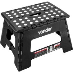 Banqueta Plástica Dobrável Preta Altura 220 mm Vonder, Preta
