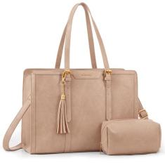 Bolsa para laptop LOVEVOOK, bolsa de couro vintage de 15,6" com bolsa