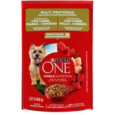 Ração Úmida Nestlé Purina One Carne, Frango e Cordeiro para Cães Adultos e Filhotes - 85 g