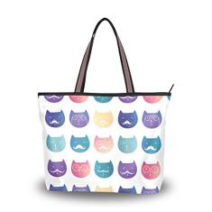 Bolsa de ombro My Daily feminina divertida colorida para gatos, Multi, Medium