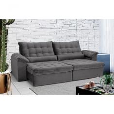 Sofá Retrátil E Reclinável 200 Cm Oriental Veludo Cinza