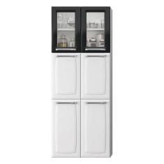 Paneleiro Duplo em Aço Alto 6 Portas Luce Itatiaia Branco/Preto