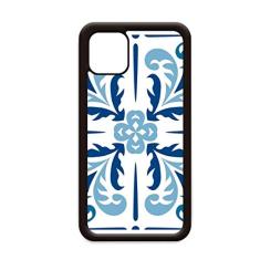 Ilustração floral decorativa azul Marrocos para iPhone 11 Pro Max capa para celular Apple