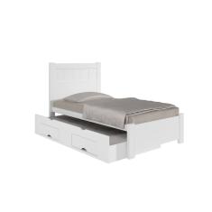 Cama Solteiro com Cama Auxiliar - Primícia Plus-Branco - Móveis D`Doro