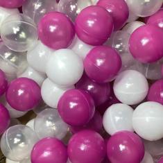 Kit 50 Bolinhas de Piscina 3 Cores C/ Branco Transparente - Diogo Toys