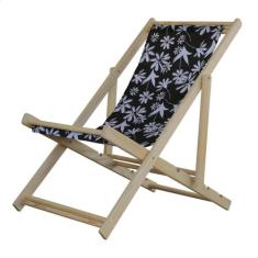 Espreguiçadeira Preguiçosa Dobrável sem Braço em Madeira Maciça - MHM 