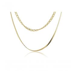 Colar Duplo Com Correntes Grossas Folheado Em Ouro 18k