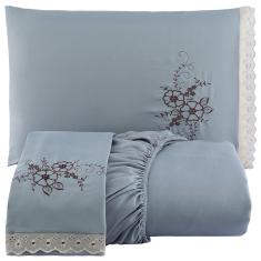 Jogo De Cama Lençol Queen Bordado Advance 3 Peças Cinza 100% Poliéster