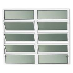 Janela de Alumínio Basculante 2 Seções 100x200cm Vidro Mini Boreal Plu