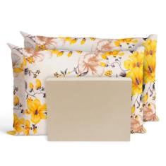 Jogo De Lençol Cama Queen 3 Peças Percal Florença Palha - Casa Home