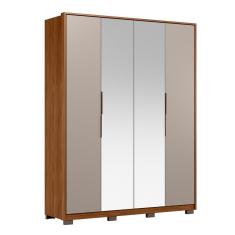 Guarda Roupa Casal Attore 4 Portas Nogueira-nude Prime Tx Com 2 Espelhos E Pés - Demartêz Nogueira-nude Prime Tx