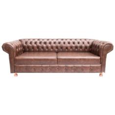 Sofá Chesterfield Capitone Luiz XV Corano Marrom 2,30cm - novo encanto