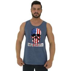 Regata Clássica Masculina MXD Conceito Caveira Americana, G, Azul petr